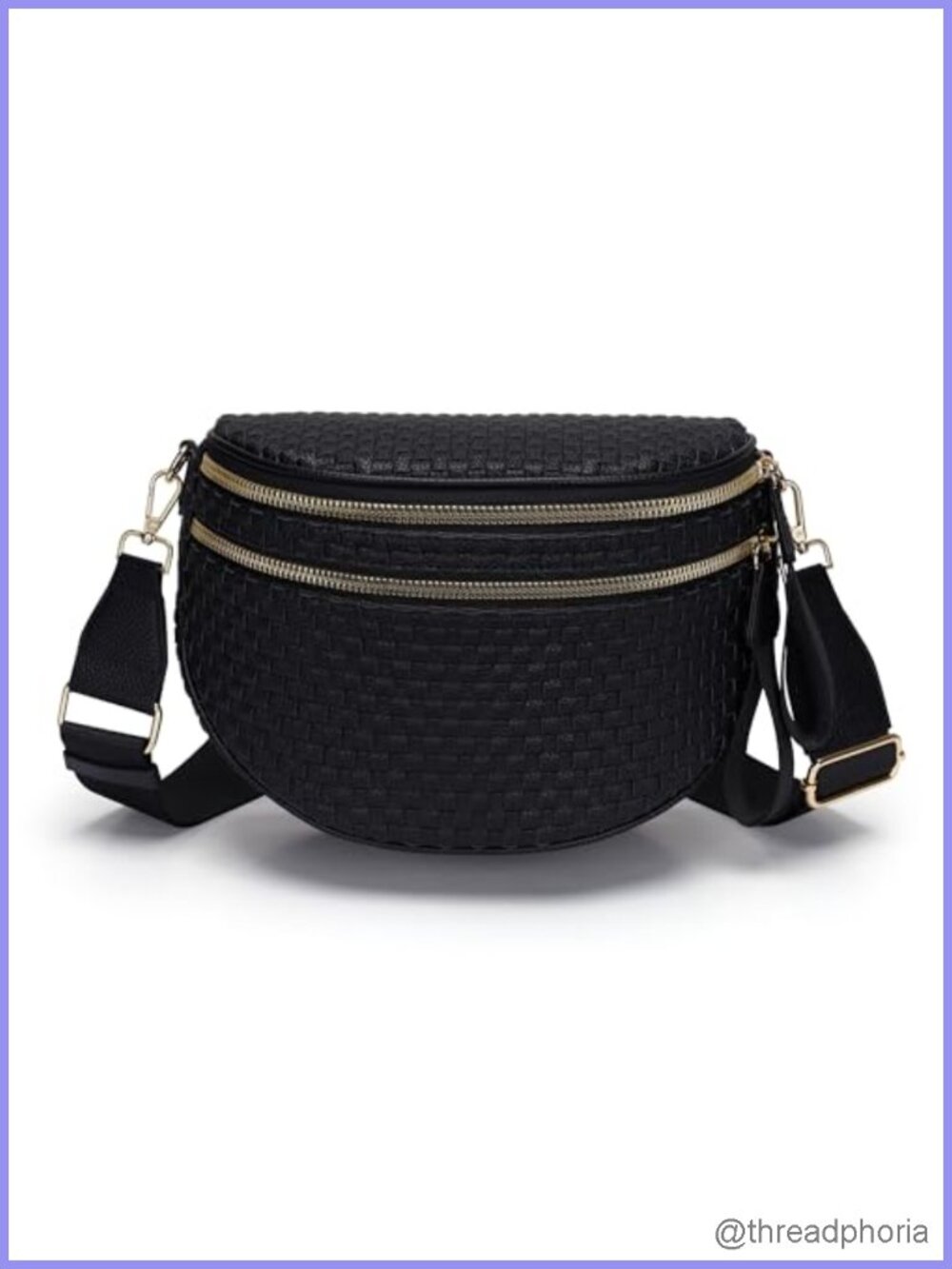 Woven Vegan Leather Crossbody Bum Bag with Adjustable Strap